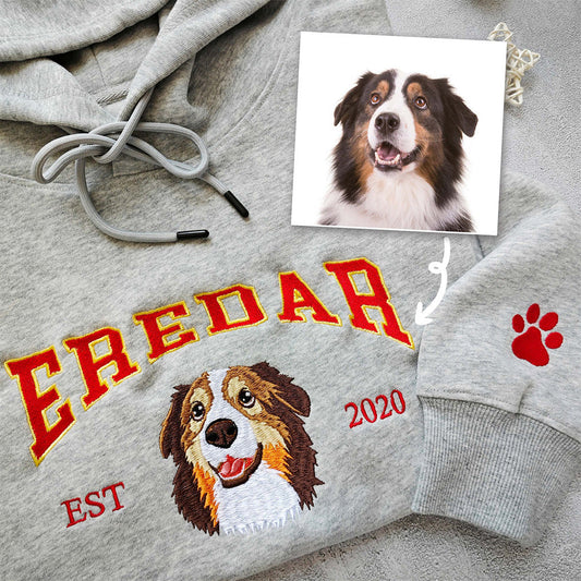 Custom Embroidered Hoodie/Sweatshirt With Pet Portrait