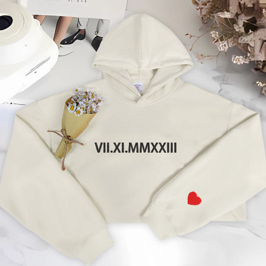 Elegant Roman Numerals: Custom Embroidered Hoodie
