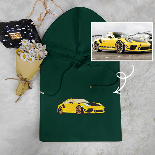 Customize your car's portrait! Tailored Embroidered Hoodies for Automotive Lovers