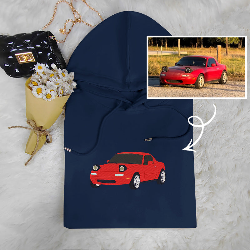 Personalized Wheels: Custom Car Embroidery Hoodie
