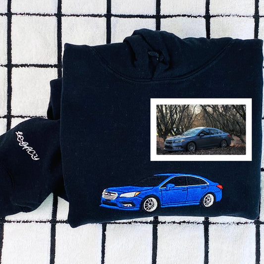 Car Lover Custom Hoodies - Vehicle Portrait Embroidered Sweatshirts - Automotive Gift