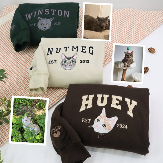 Cat Mom Custom Hoodies - Multi Pet Cat Face Embroidered Sweatshirts - Perfect Cat Lover Gift Ideas