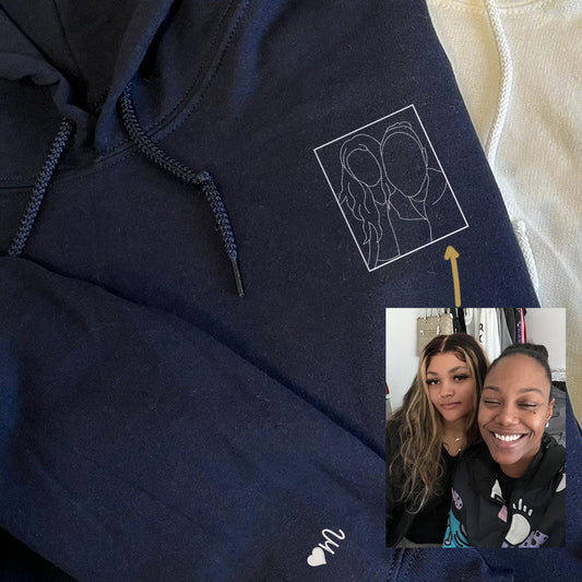 Custom Embroidered Gift for Couple, Personalized Custom Portrait Sweatshirt, Photo Couple Hoodie