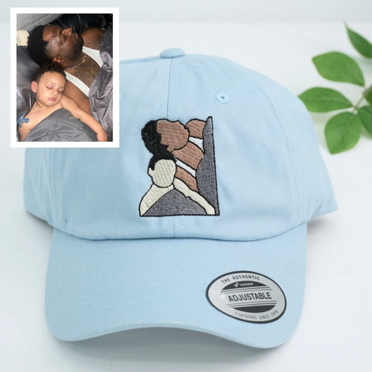Custom Dad Baby Portrait Hat - Embroidered Father Child Cap - Perfect New Dad Gift