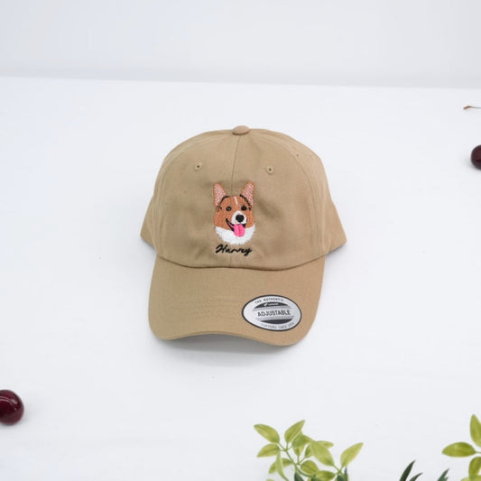 Custom Dog Photo Embroidered Cap - Pet Portrait Personalized Name Accessory - Dog Parent Lover Gift