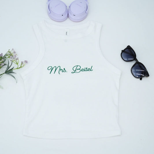 Custom Mrs Set Tank Joggers - Personalized Embroidered Wife Loungewear - Perfect Honeymoon Anniversary Gift