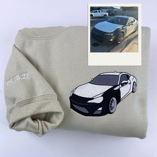 Custom Car Portrait Hoodies - Automotive Embroidered Sweatshirts - Perfect Car Enthusiast Gift