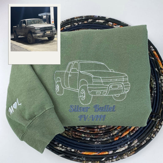 Custom Car Portrait Hoodies - Car Line Art Embroidered Sweatshirts - Perfect Car Lover Gift