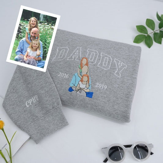 Custom Daddy Hoodies - Multi Child Family Embroidered Sweatshirts - Perfect Father Gift with Kids Names