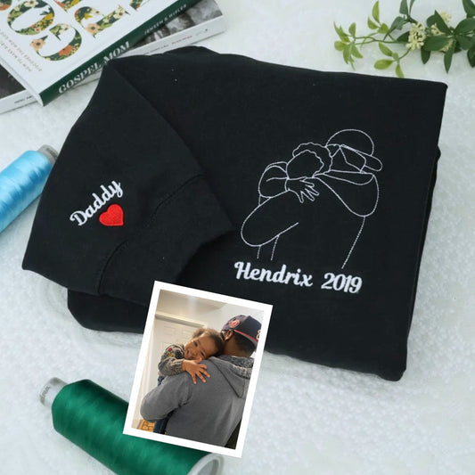 Custom Daddy Hoodies - Personalized Father Embroidered Sweatshirts - Perfect Father's Day Gift