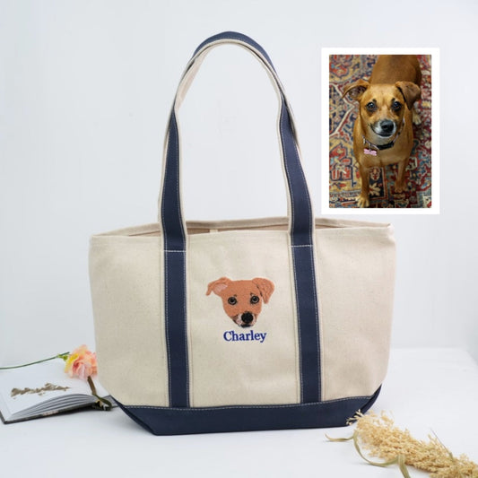 Custom Dog Face Embroidered Bags - Personalized Pet Portrait Accessories - Perfect Dog Lover Gift