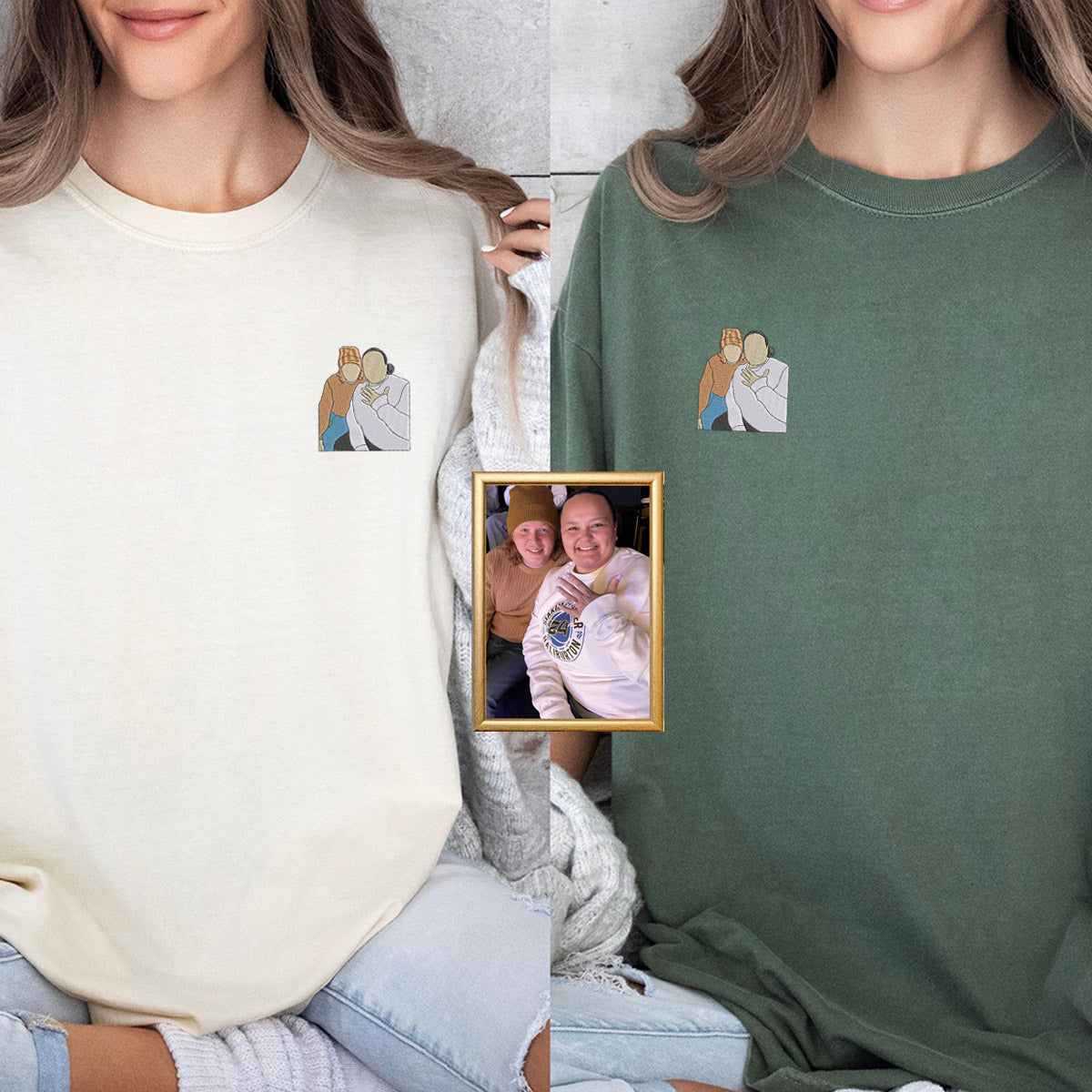 Custom Embroidered Capture Your Moment with Picture Matching T-shirts for Couples
