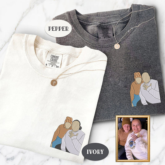 Custom Embroidered Capture Your Moment with Picture Matching T-shirts for Couples