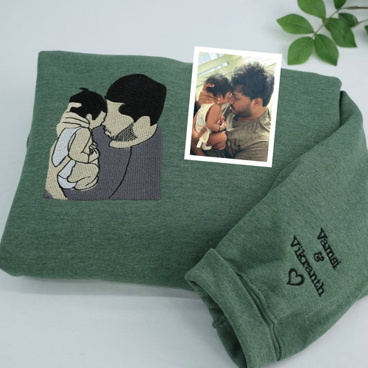 Custom Father Baby Hoodies - Personalized Dad Embroidered Sweatshirts - Perfect Father's Day Gift with Names