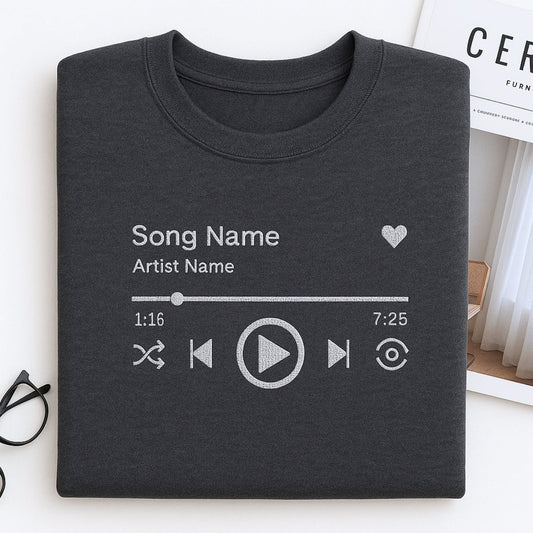 Custom Music Player Hoodies - Your Song Embroidered Sweatshirts - Music Lover Gift