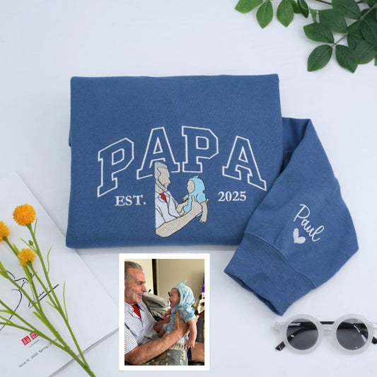 Custom Papa Hoodies - Personalized Grandpa Embroidered Sweatshirts - Perfect Father's Day Gift