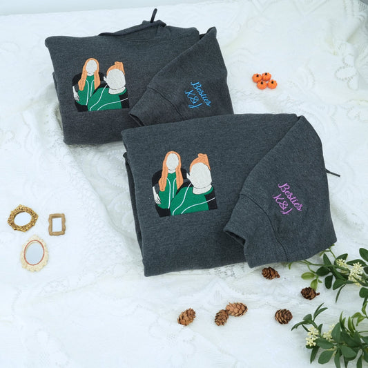 Custom Portrait Matching Hoodies – Personalized Sweatshirts for Couples or Best Friends