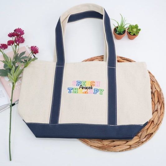 Custom Speech Language Pathologist Tote Bag - Personalized SLP Embroidered Bag - Therapy Professional Gift