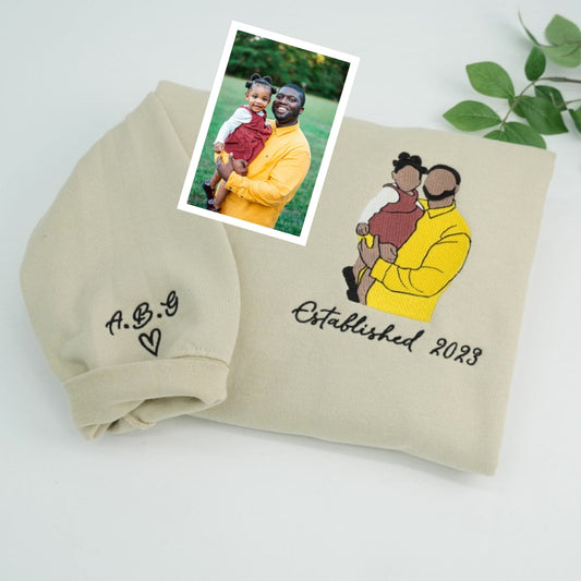 Dad Daughter Custom Hoodies - Father Child Embroidered Sweatshirts - Perfect Father's Day Gift