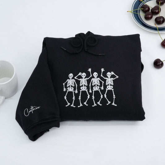 Dancing Skeletons Halloween Hoodies - Custom Embroidered Personalized Halloween Sweatshirts