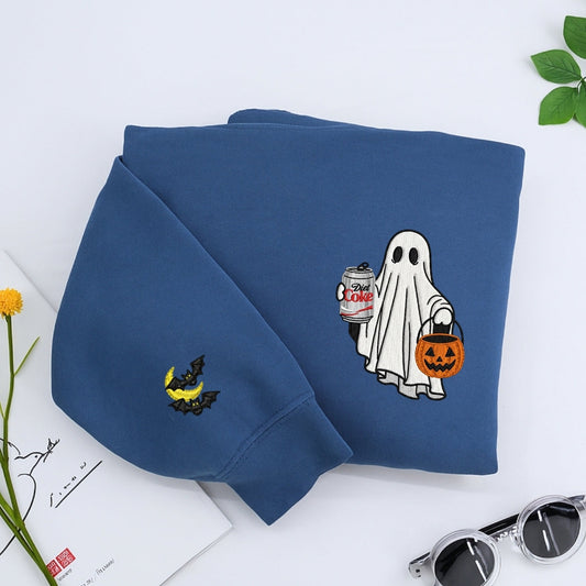 Diet Coke Halloween Ghost Embroidered Hoodies - Funny Trick Or Treat Meme Sweatshirts - Perfect Halloween Gift