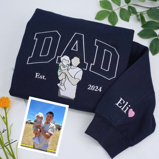 Father Daughters Custom Hoodies - Dad Kids Embroidered Sweatshirts - Perfect Father's Day Gift