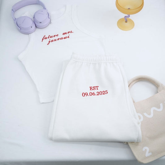 Future Mrs Custom Tank Tops - Personalized Engagement Embroidered Apparel - Perfect Bridal Gift Set