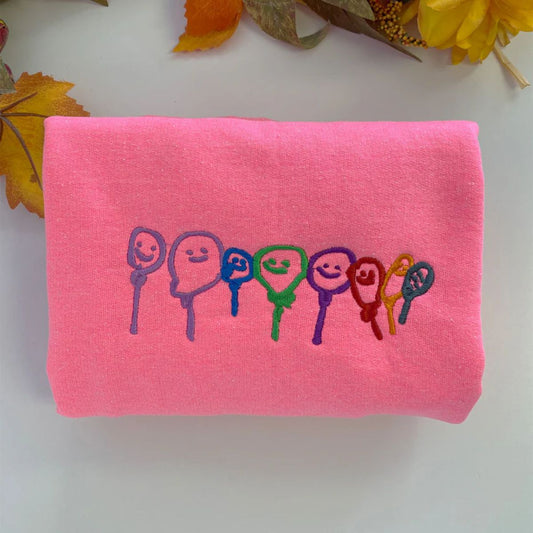 Good Vibes Custom Child Artwork Embroidered Sweatshirts - Kids Drawing to Embroidery - Positive Vibes Gift