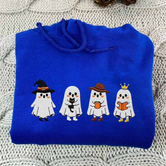 Halloween Ghost Custom Hoodies - Spooky Embroidered Sweatshirts - Perfect Halloween Gift