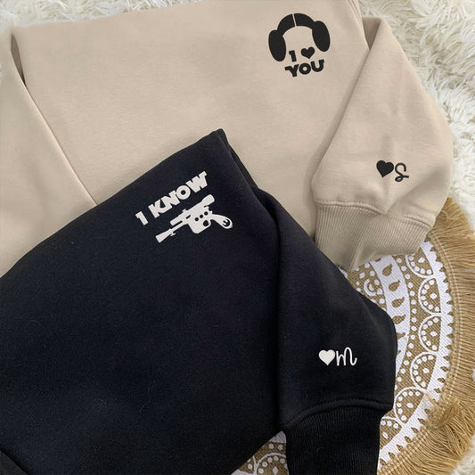 I Love You I Know Inspired Custom Embroidered Matching Hoodies For Couples