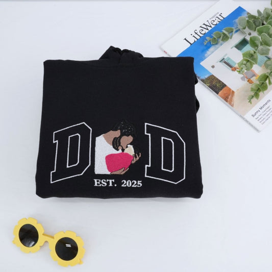New Dad Custom Hoodies - First Father Embroidered Sweatshirts - Perfect Father's Day Gift