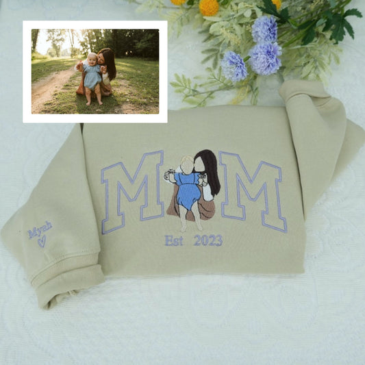New Mom Custom Hoodies - Mother Baby Embroidered Sweatshirts - Perfect New Mother Gift