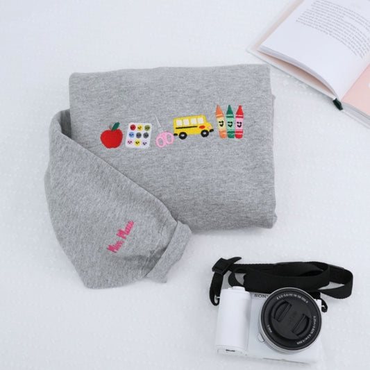 Personalized Teacher Hoodies - Custom Mrs Name Embroidered Zip-Up - Back to School Gift