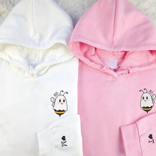 Custom Matching Couple Boo Bees Embroidered Hoodie