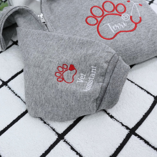 Vet Assistant Quarter Zip - Veterinary Embroidered Sweatshirts - Perfect Veterinarian Gift