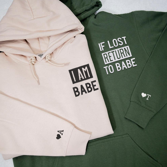 Custom Embroidered If Lost Return to Babe Matching Hoodies for Couples