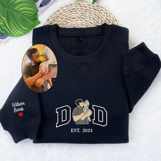 Custom Portrait from Photo Sweatshirt Embroidered Dad Hoodie