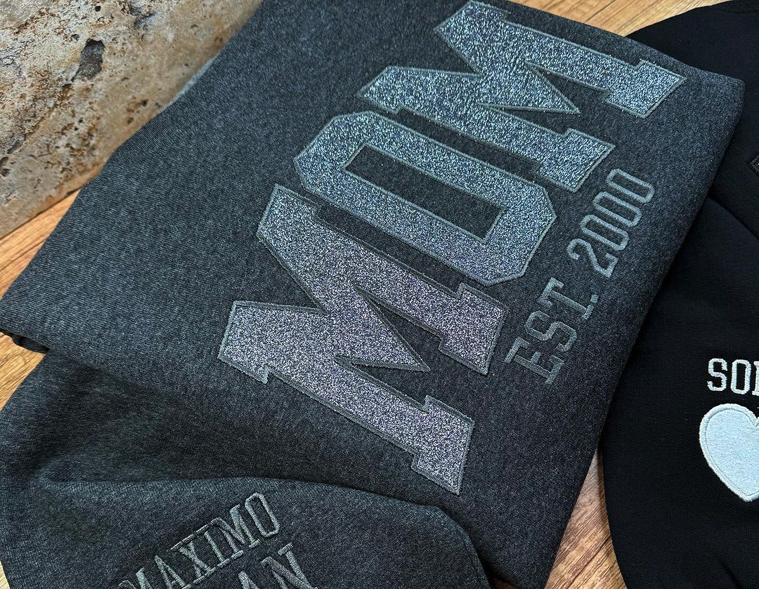 Custom Embroidered Applique Glitter Mama Sweatshirt
