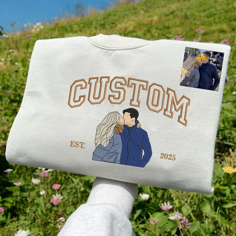 Personalized Embroidered Portrait from Photo Hoodie