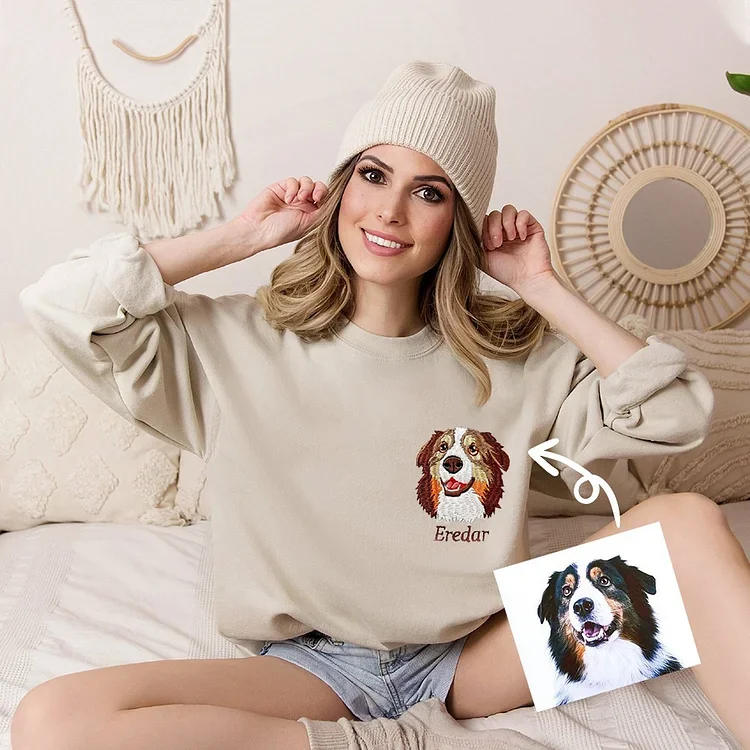 The Custom Embroidered Pet Portrait Sweatshirt
