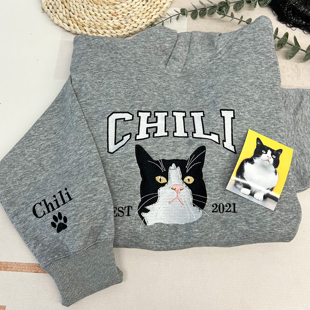Custom Embroidered Hoodie/Sweatshirt With Pet Portrait