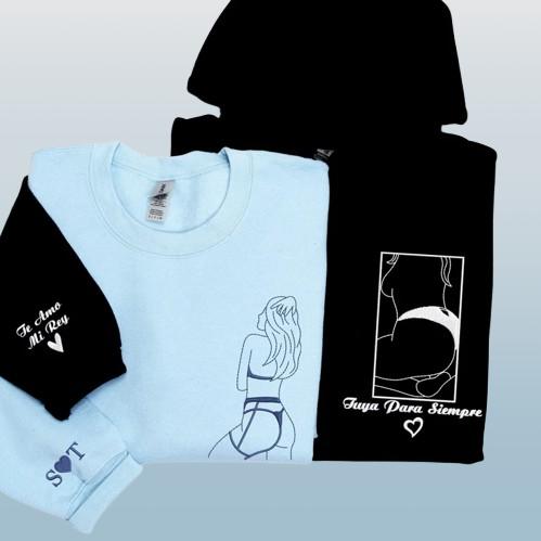 Custom Photo-Embroidered Spicy Sweatshirts: Perfect Anniversary Gift for Him & Matching Couple Hoodies