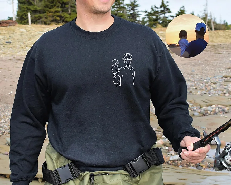 💖For Dad/Lover💖Custom Photo Shirt for Dad, Father's Day T-shirt, Personalized Dad Embroidery Shirt