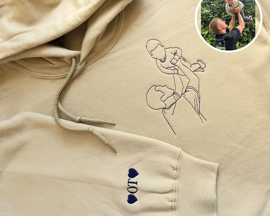 💖For Dad/Lover💖Custom Photo Shirt for Dad, Father's Day T-shirt, Personalized Dad Embroidery Shirt