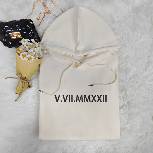 Timeless Charm: Personalized Roman Numeral Embroidery Sweatshirt