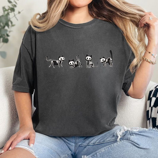 Skeleton Kitten Halloween Embroidered Sweatshirt