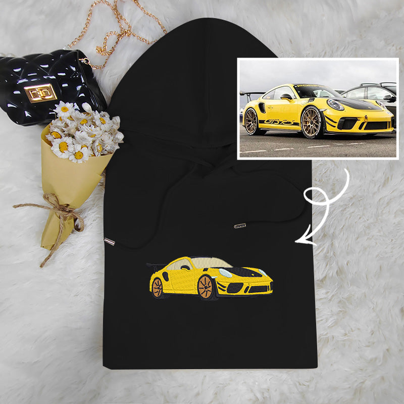 Customize your car's portrait! Tailored Embroidered Hoodies for Automotive Lovers
