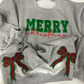 Personalized Green/Red Merry Christmas Bow Side Sweatshirt