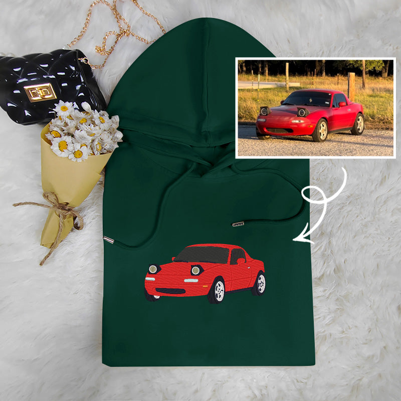 Personalized Wheels: Custom Car Embroidery Hoodie