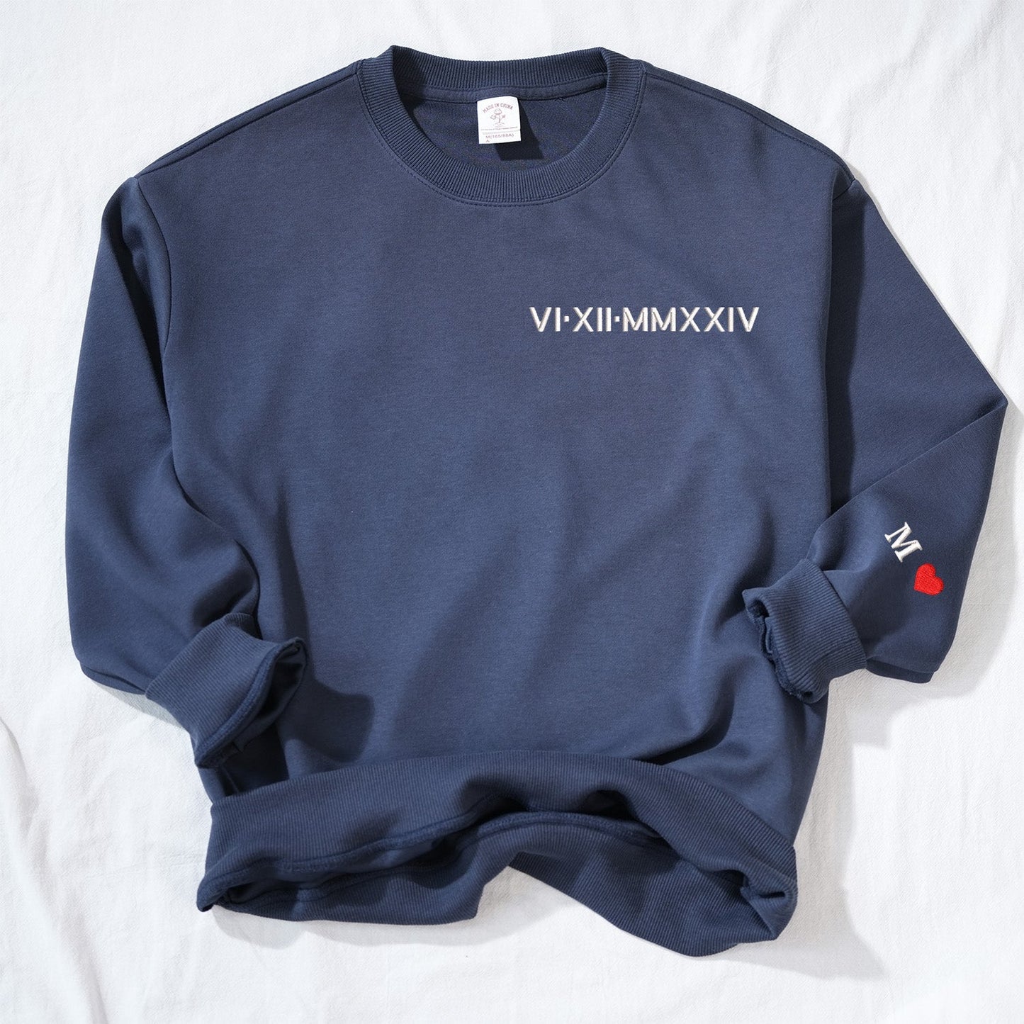 Custom Matching Couple Roman Numeral Embroidered Hoodie